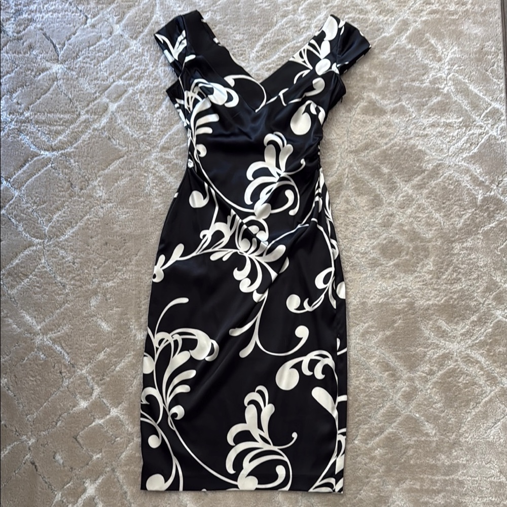Elegant Black and White Floral Dress